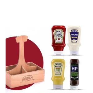 Heinz Ahşap Sosluk Hediyeli 4'lü Set